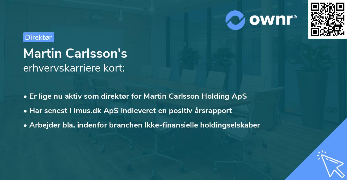 Martin Carlsson's erhvervskarriere kort