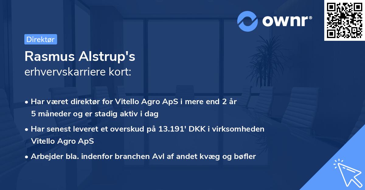 Rasmus Alstrup's erhvervskarriere kort
