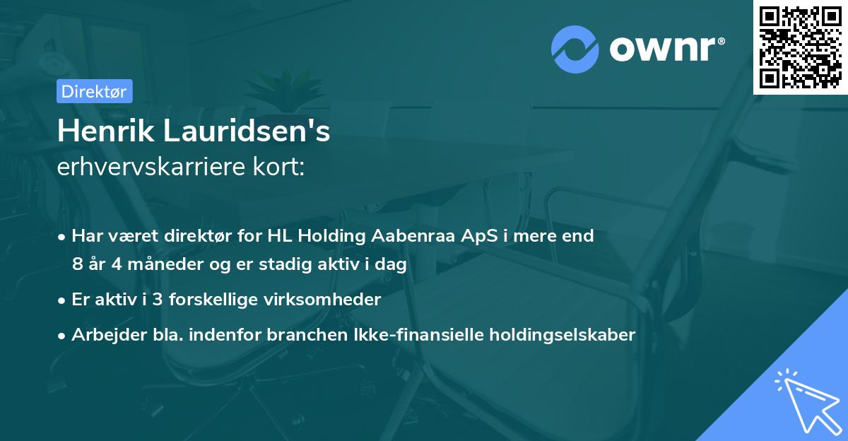 Henrik Lauridsen's erhvervskarriere kort