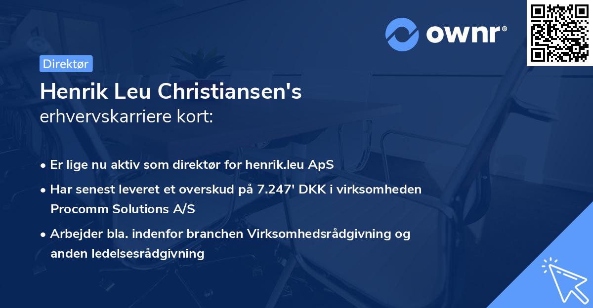 Henrik Leu Christiansen's erhvervskarriere kort