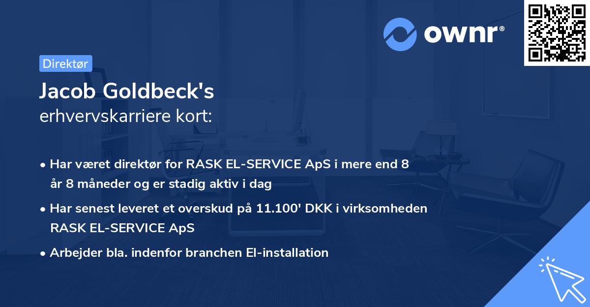 Jacob Goldbeck's erhvervskarriere kort