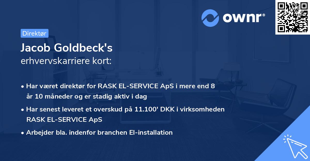 Jacob Goldbeck's erhvervskarriere kort