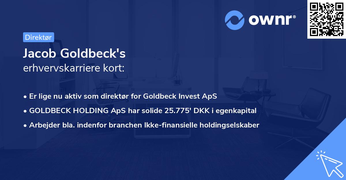 Jacob Goldbeck's erhvervskarriere kort