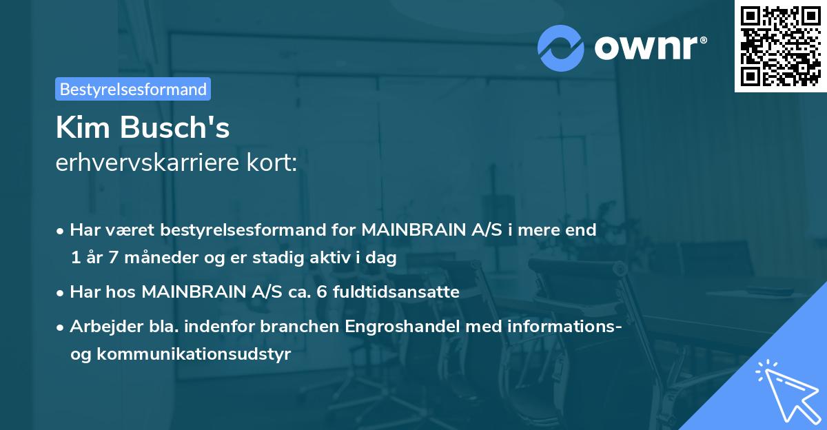 Kim Busch's erhvervskarriere kort