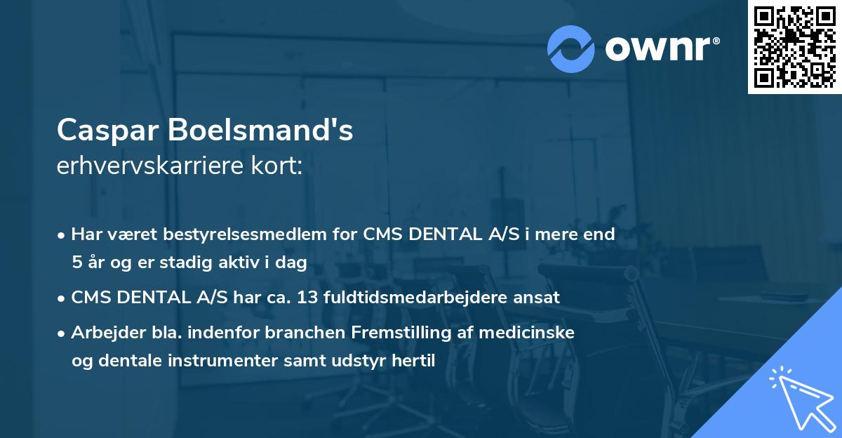 Caspar Boelsmand's erhvervskarriere kort