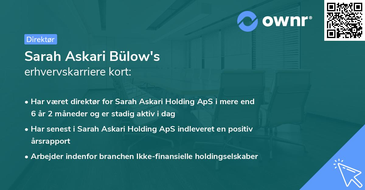 Sarah Askari Bülow's erhvervskarriere kort