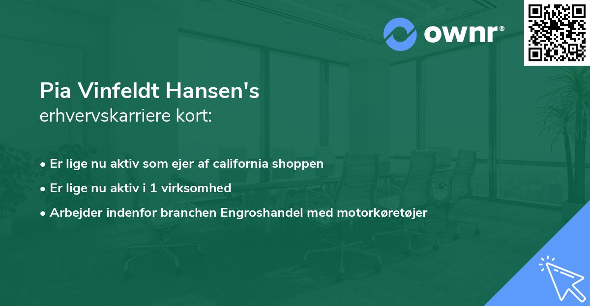 Pia Vinfeldt Hansen's erhvervskarriere kort