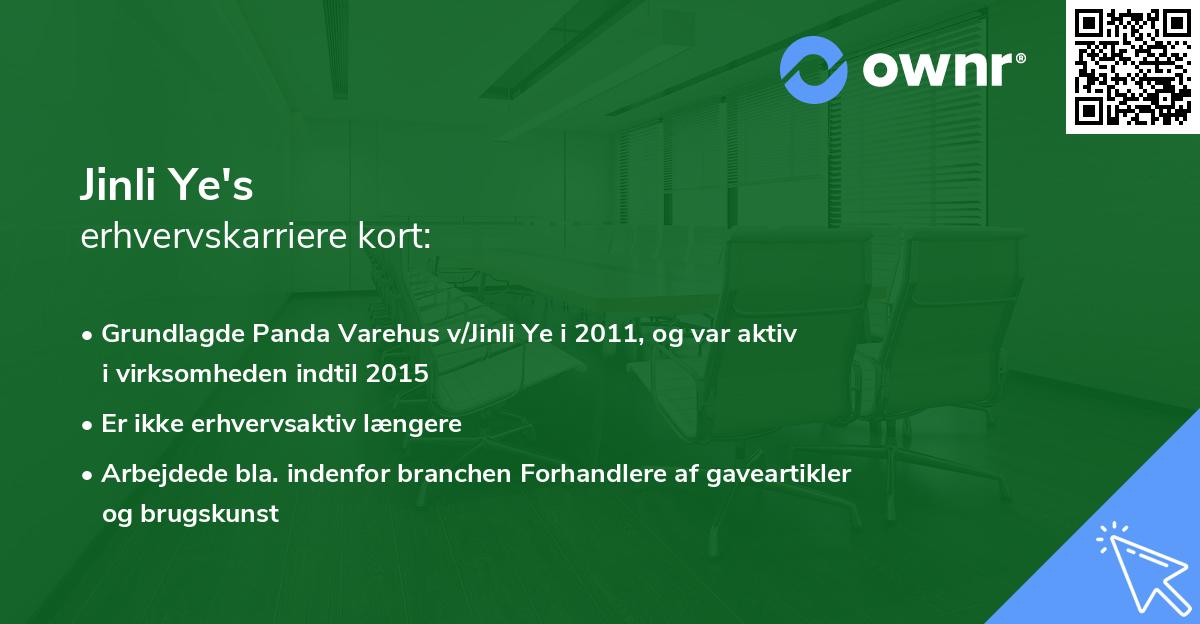 Jinli Ye's erhvervskarriere kort