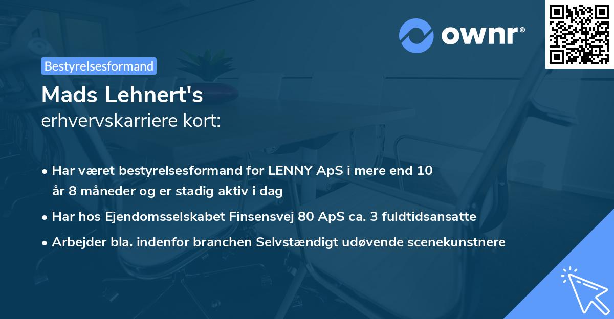 Mads Lehnert's erhvervskarriere kort