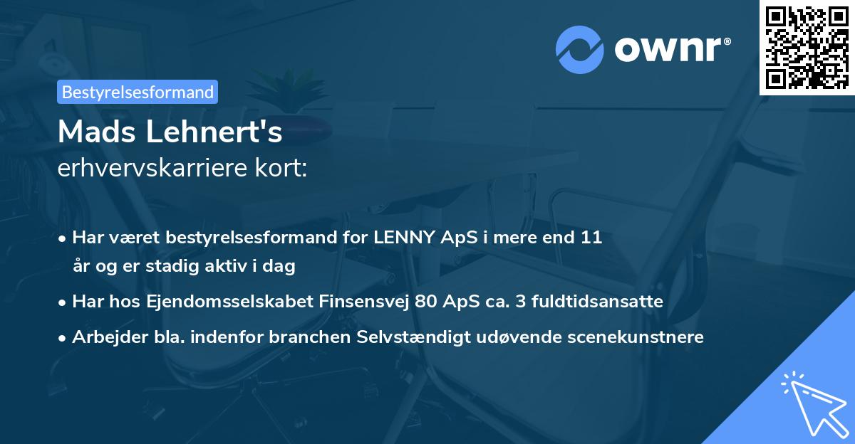 Mads Lehnert's erhvervskarriere kort