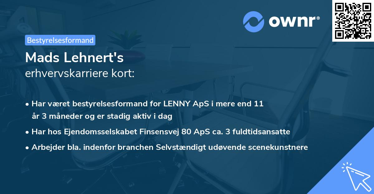 Mads Lehnert's erhvervskarriere kort