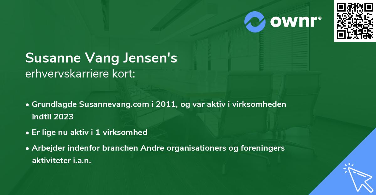 Susanne Vang Jensen's erhvervskarriere kort