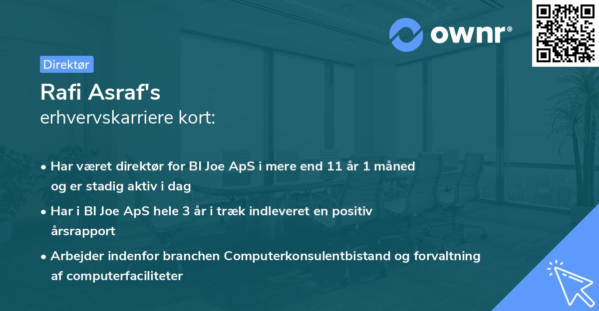 Rafi Asraf's erhvervskarriere kort