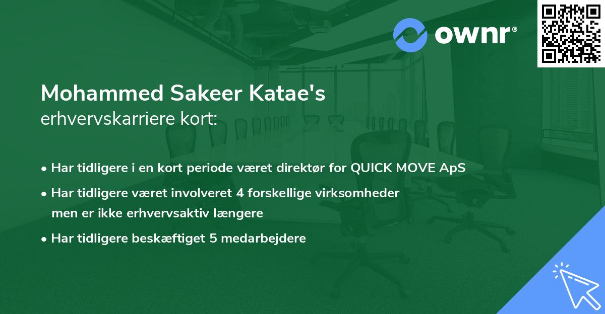 Mohammed Sakeer Katae's erhvervskarriere kort