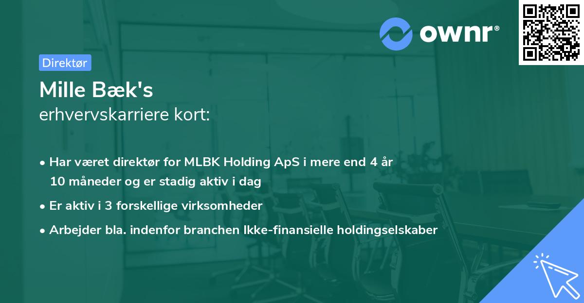 Mille Bæk's erhvervskarriere kort