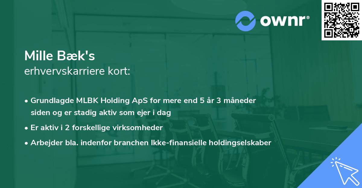 Mille Bæk's erhvervskarriere kort