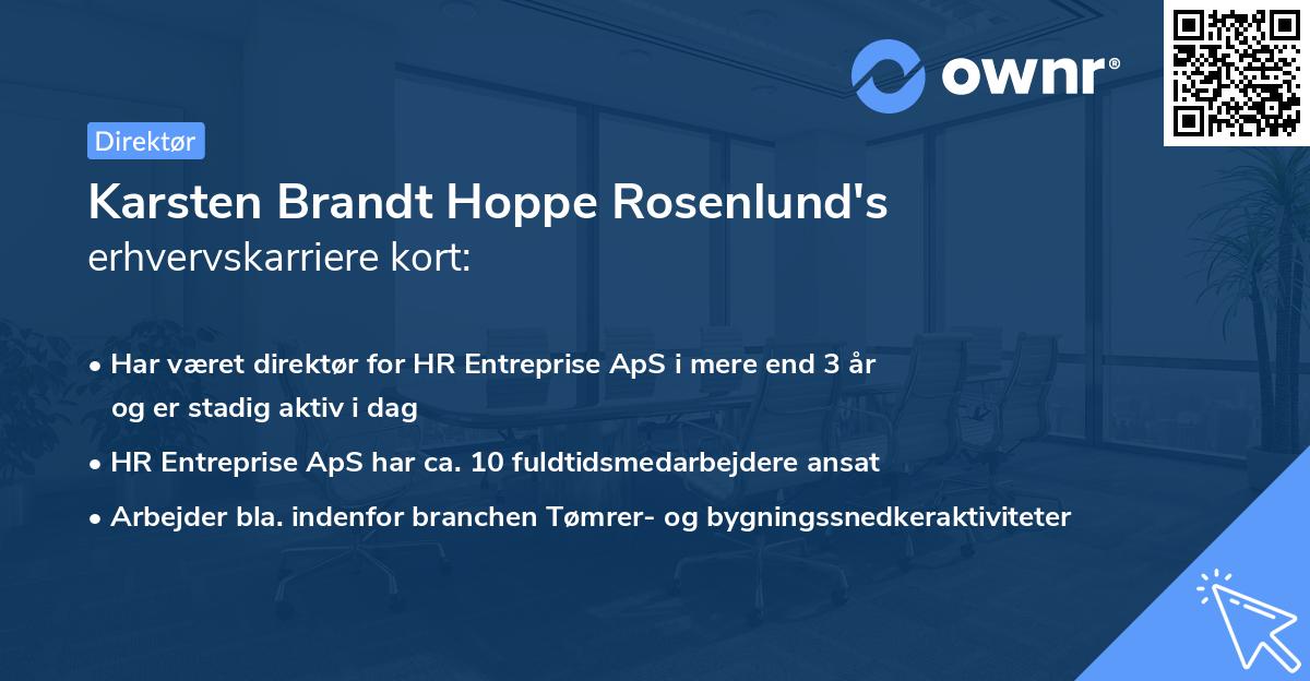 Karsten Brandt Hoppe Rosenlund's erhvervskarriere kort