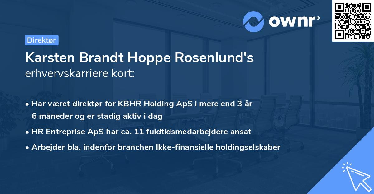 Karsten Brandt Hoppe Rosenlund's erhvervskarriere kort