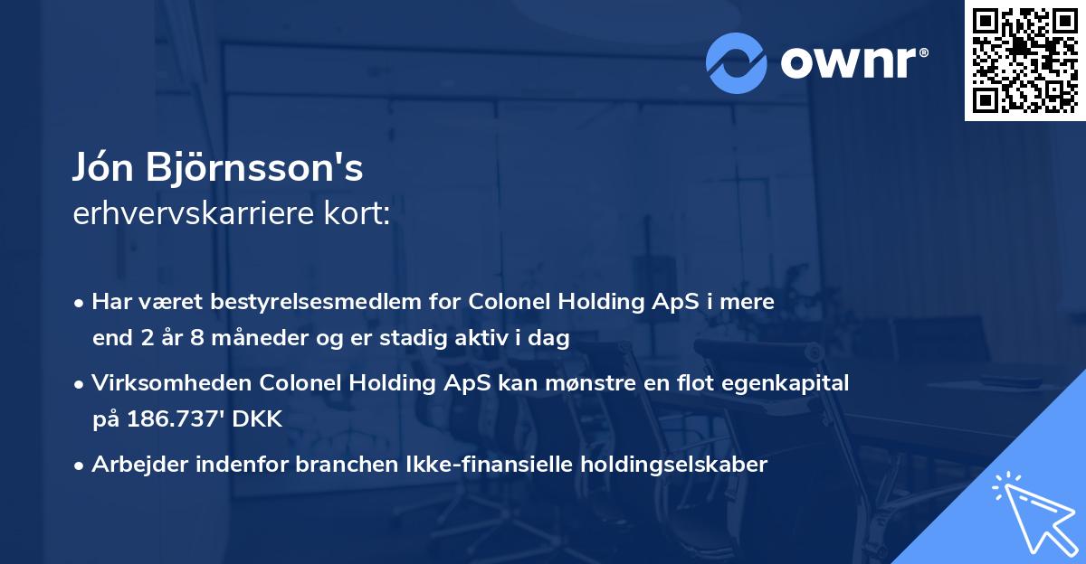 Jón Björnsson's erhvervskarriere kort