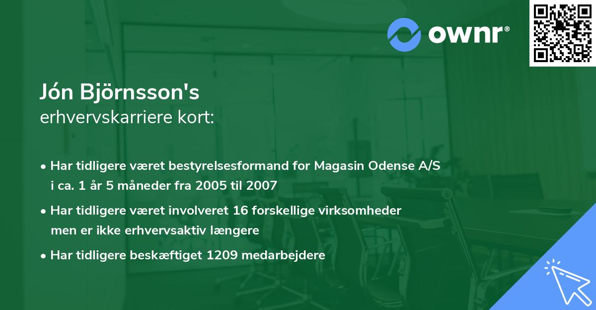 Jón Björnsson's erhvervskarriere kort