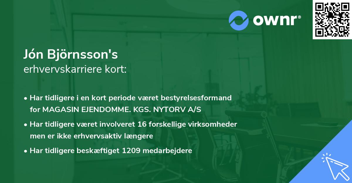 Jón Björnsson's erhvervskarriere kort