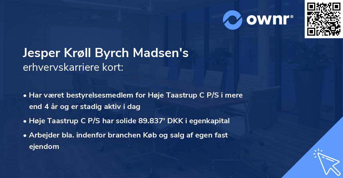 Jesper Krøll Byrch Madsen's erhvervskarriere kort