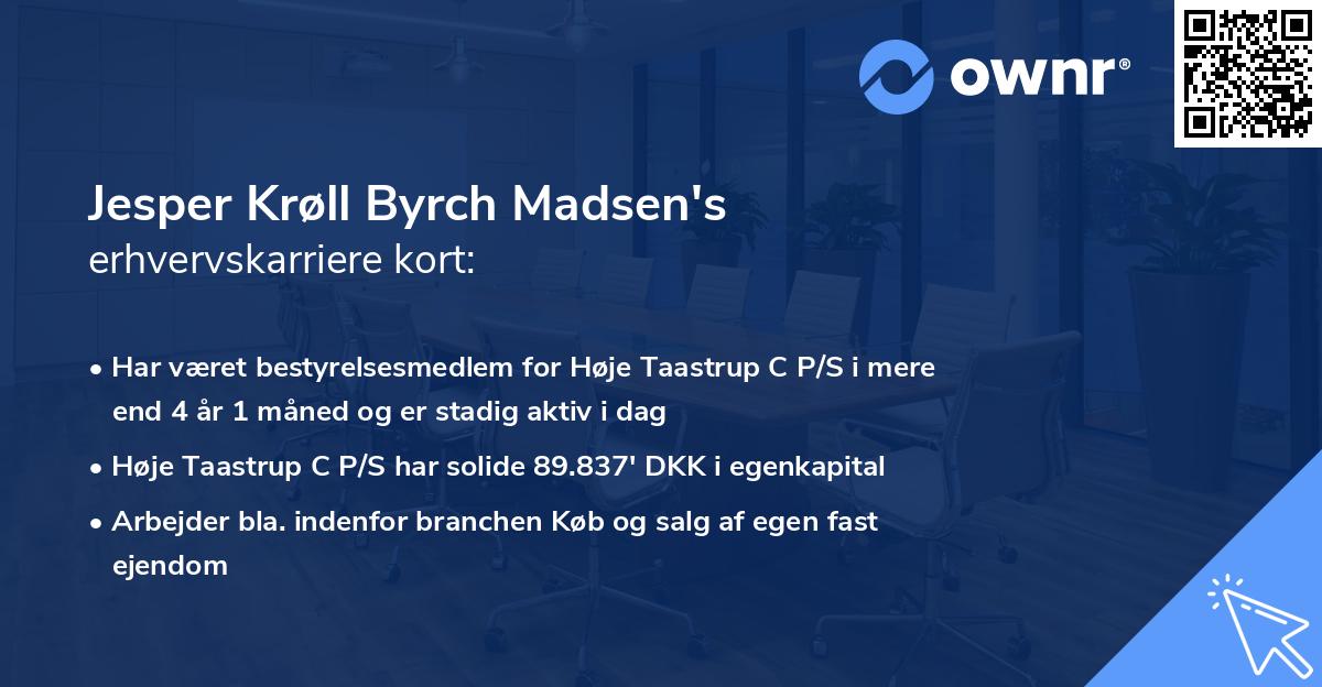 Jesper Krøll Byrch Madsen's erhvervskarriere kort