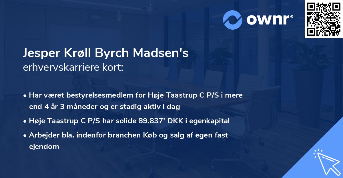 Jesper Krøll Byrch Madsen's erhvervskarriere kort