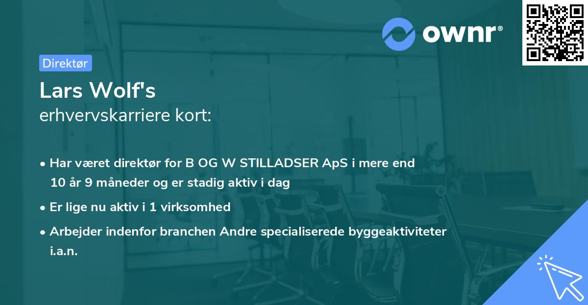 Lars Wolf's erhvervskarriere kort