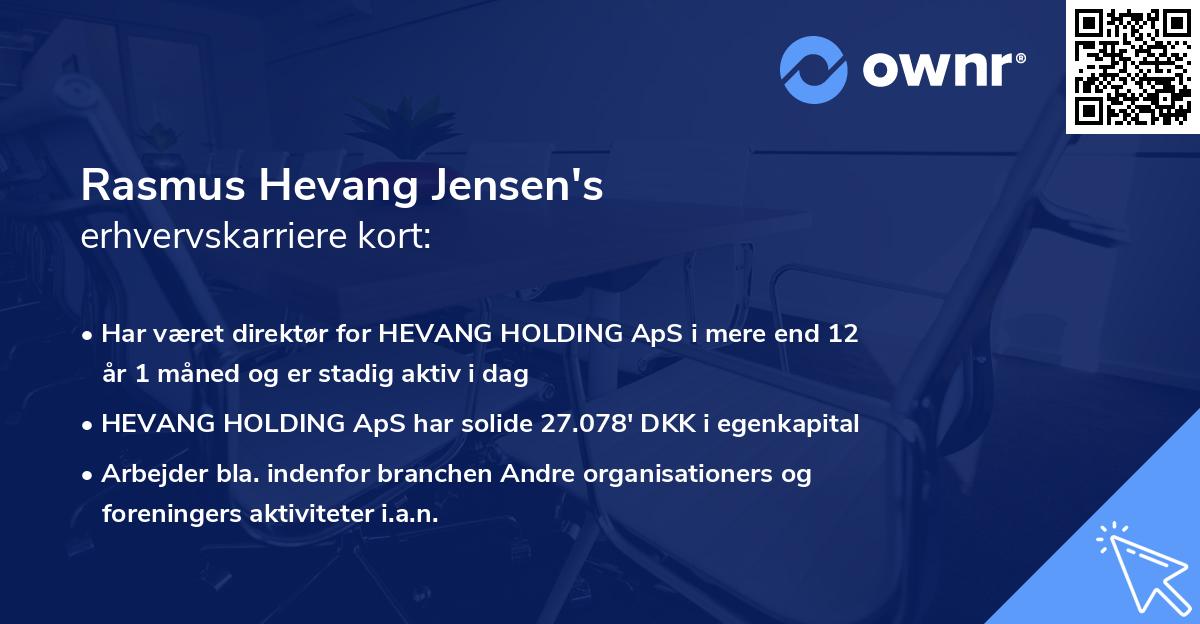 Rasmus Hevang Jensen's erhvervskarriere kort