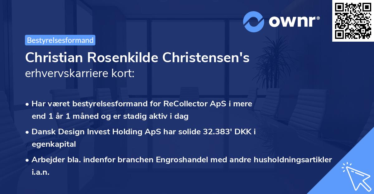 Christian Rosenkilde Christensen's erhvervskarriere kort