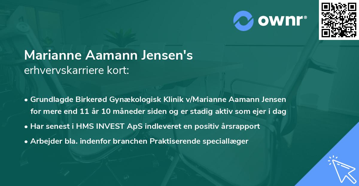 Marianne Aamann Jensen's erhvervskarriere kort