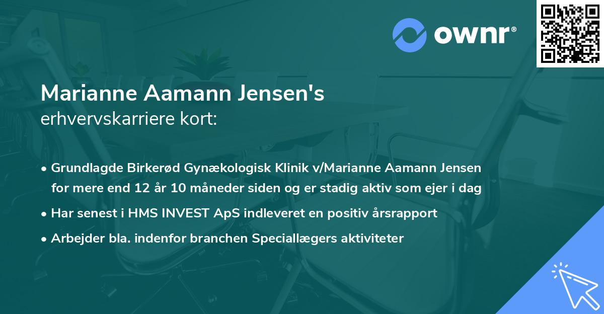Marianne Aamann Jensen's erhvervskarriere kort