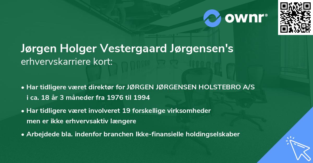 Jørgen Holger Vestergaard Jørgensen's erhvervskarriere kort