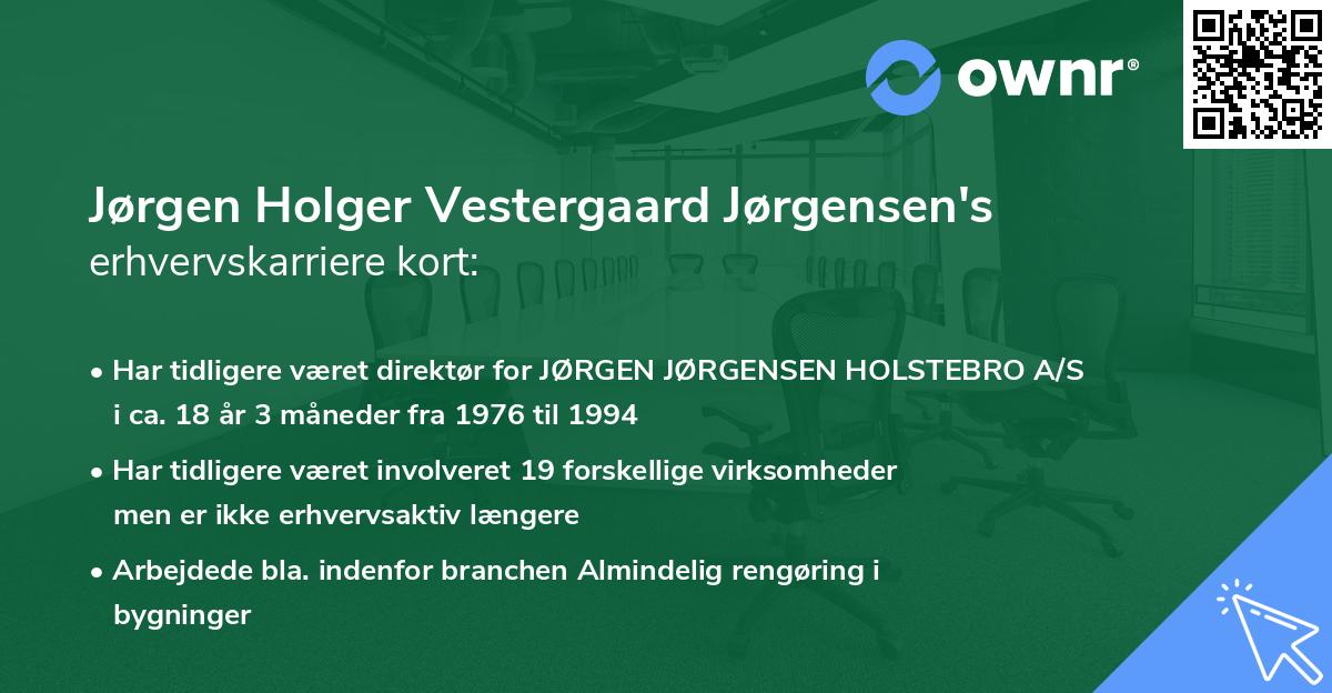 Jørgen Holger Vestergaard Jørgensen's erhvervskarriere kort