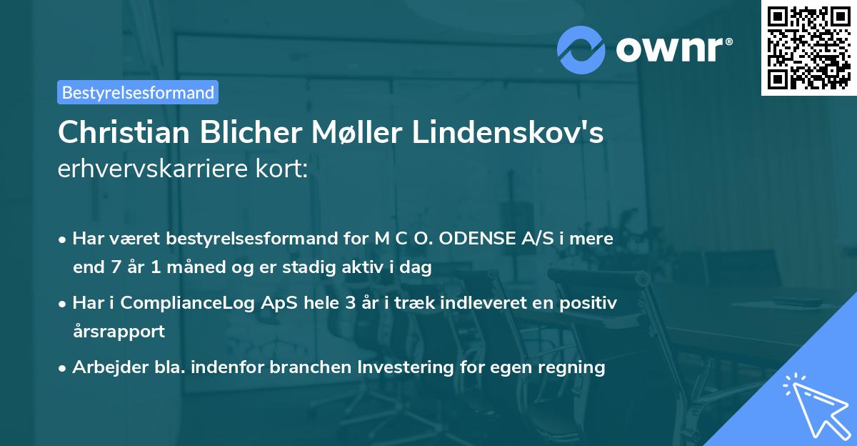 Christian Blicher Møller Lindenskov's erhvervskarriere kort