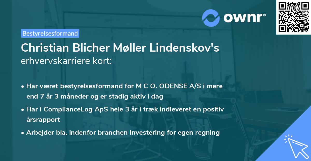 Christian Blicher Møller Lindenskov's erhvervskarriere kort