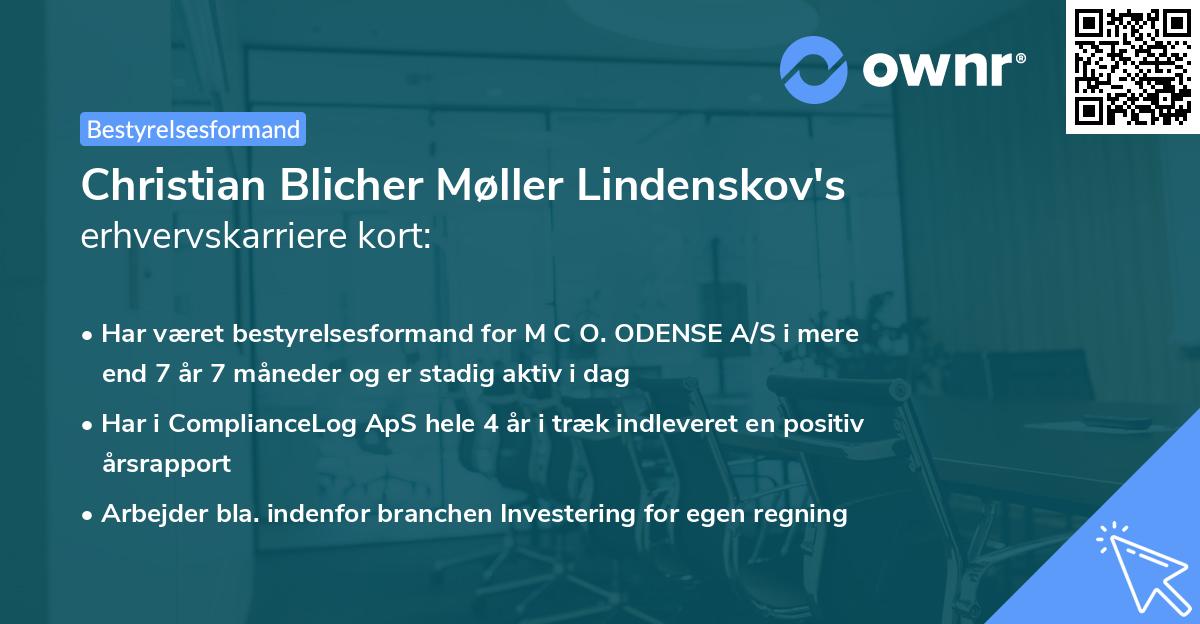 Christian Blicher Møller Lindenskov's erhvervskarriere kort