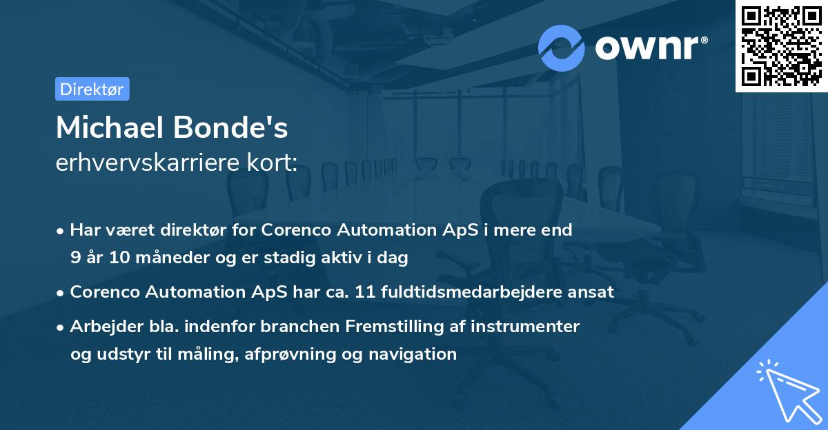 Michael Bonde's erhvervskarriere kort