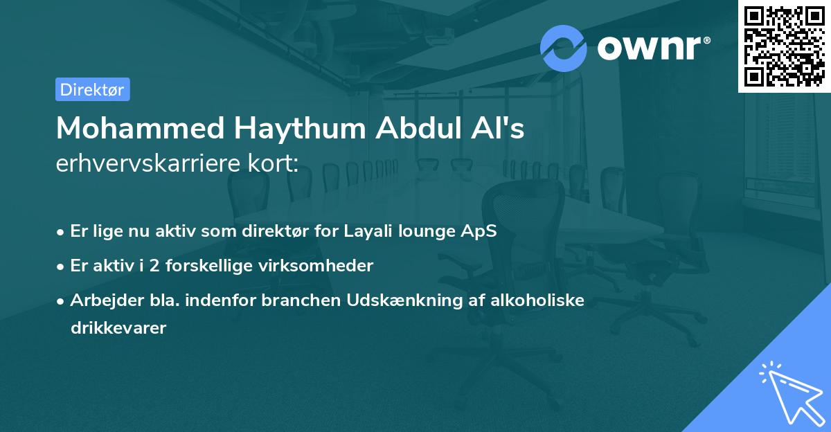 Mohammed Haythum Abdul Al's erhvervskarriere kort