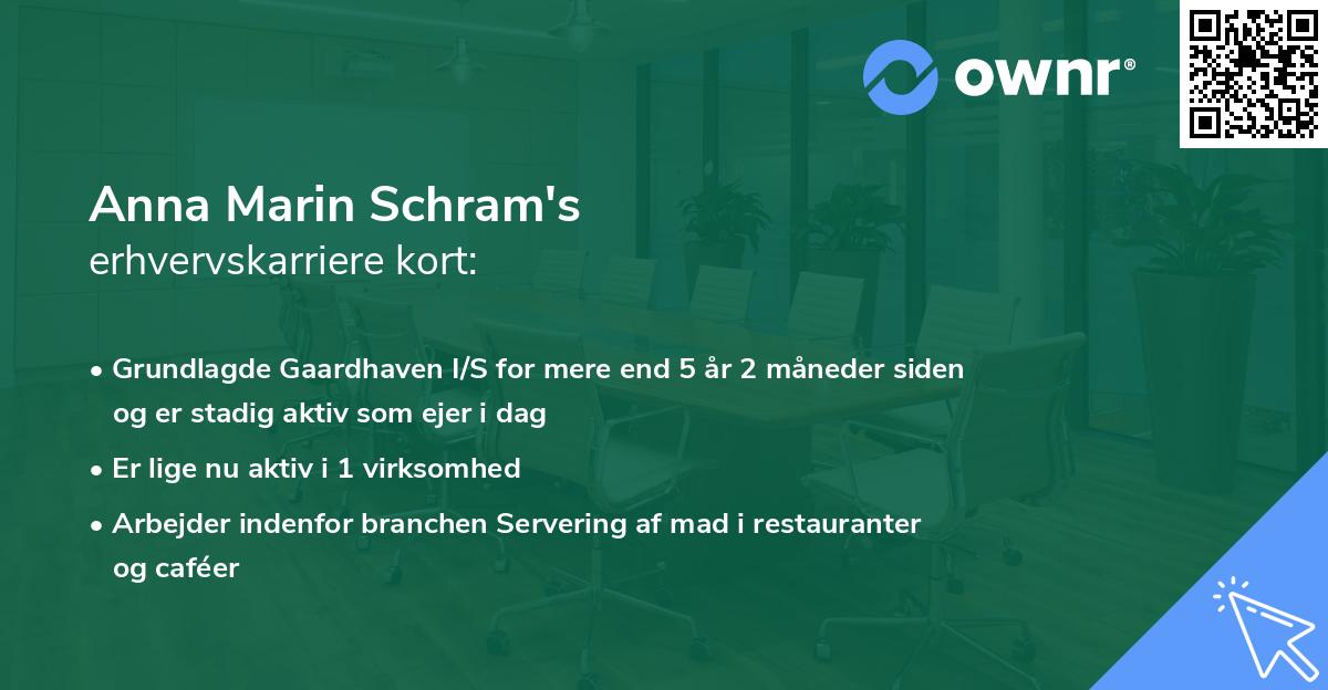 Anna Marin Schram's erhvervskarriere kort