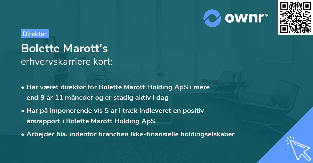Bolette Marott's erhvervskarriere kort