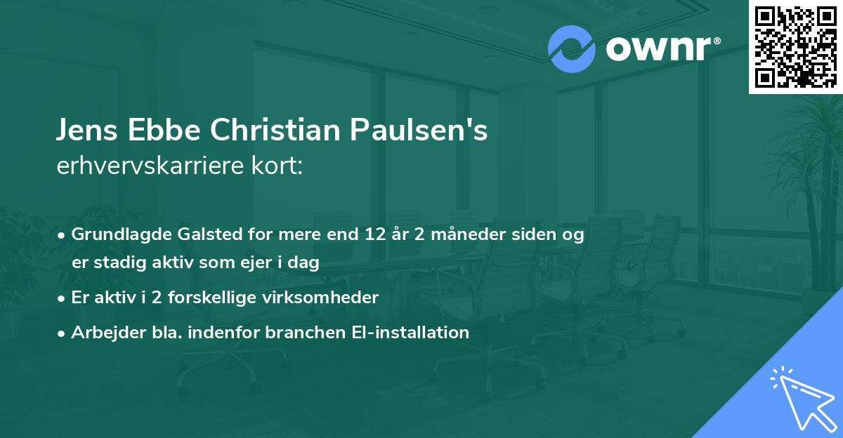 Jens Ebbe Christian Paulsen's erhvervskarriere kort