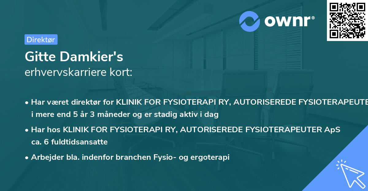 Gitte Damkier's erhvervskarriere kort
