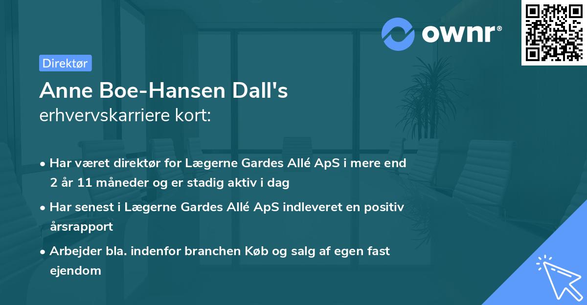 Anne Boe-Hansen Dall's erhvervskarriere kort