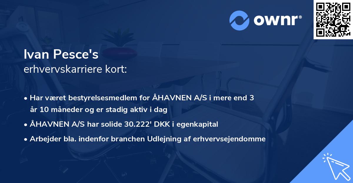 Ivan Pesce's erhvervskarriere kort