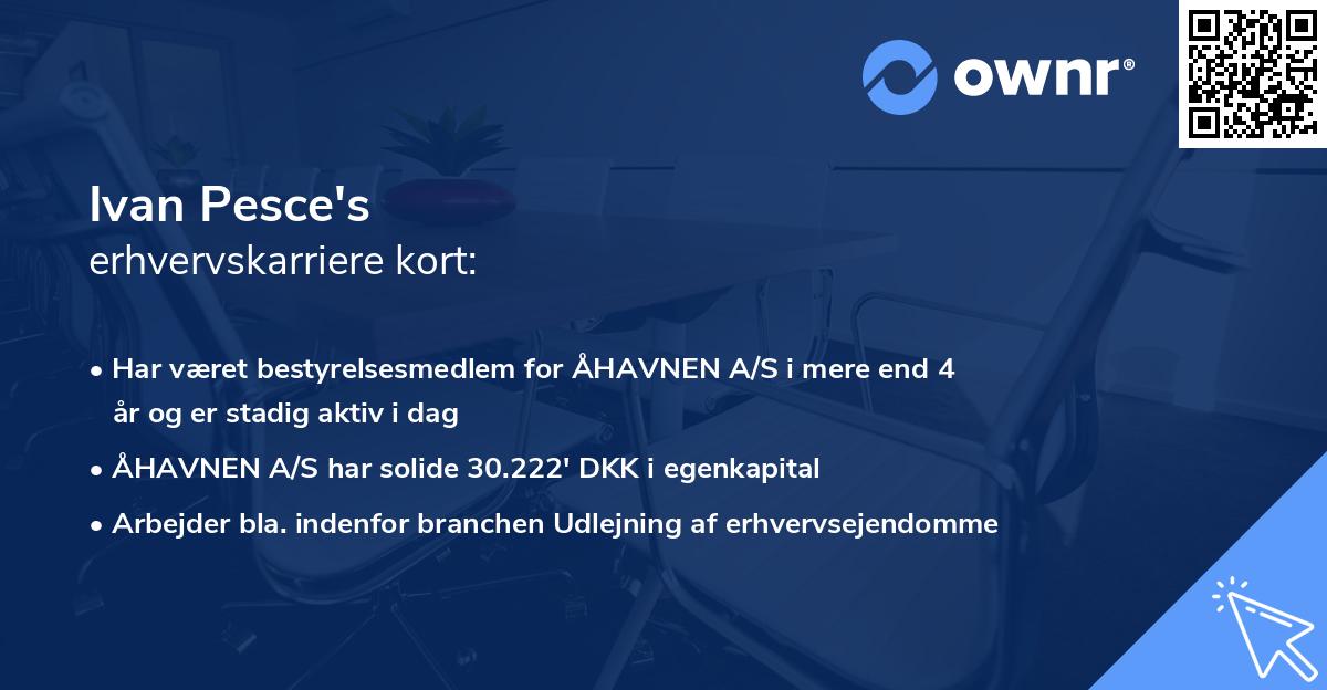 Ivan Pesce's erhvervskarriere kort