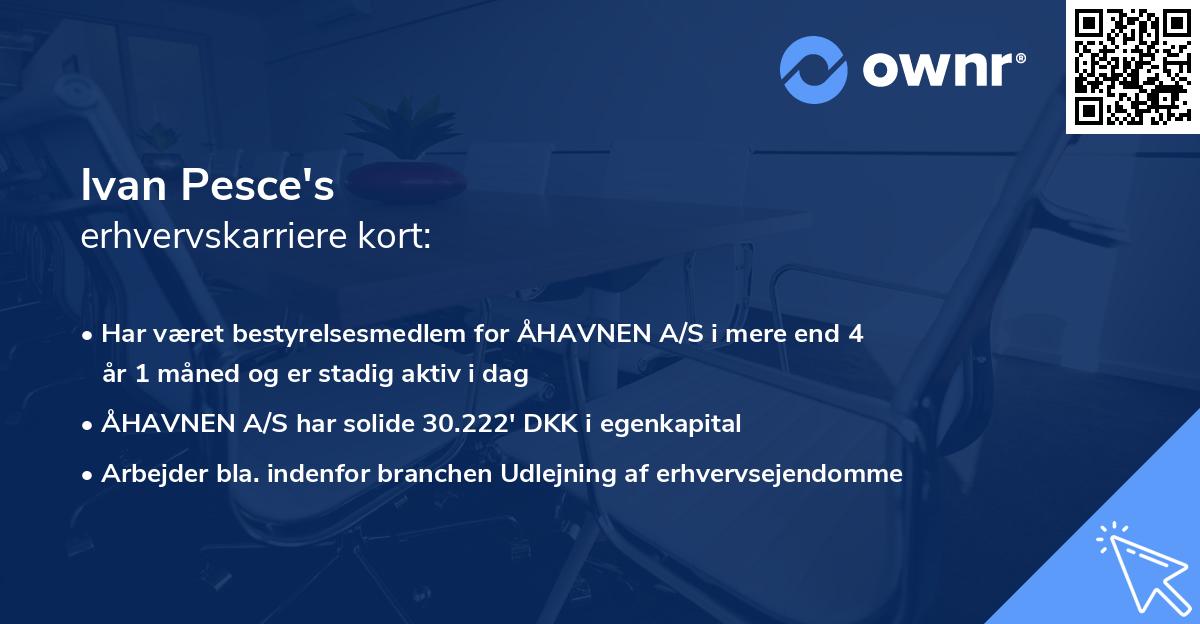 Ivan Pesce's erhvervskarriere kort