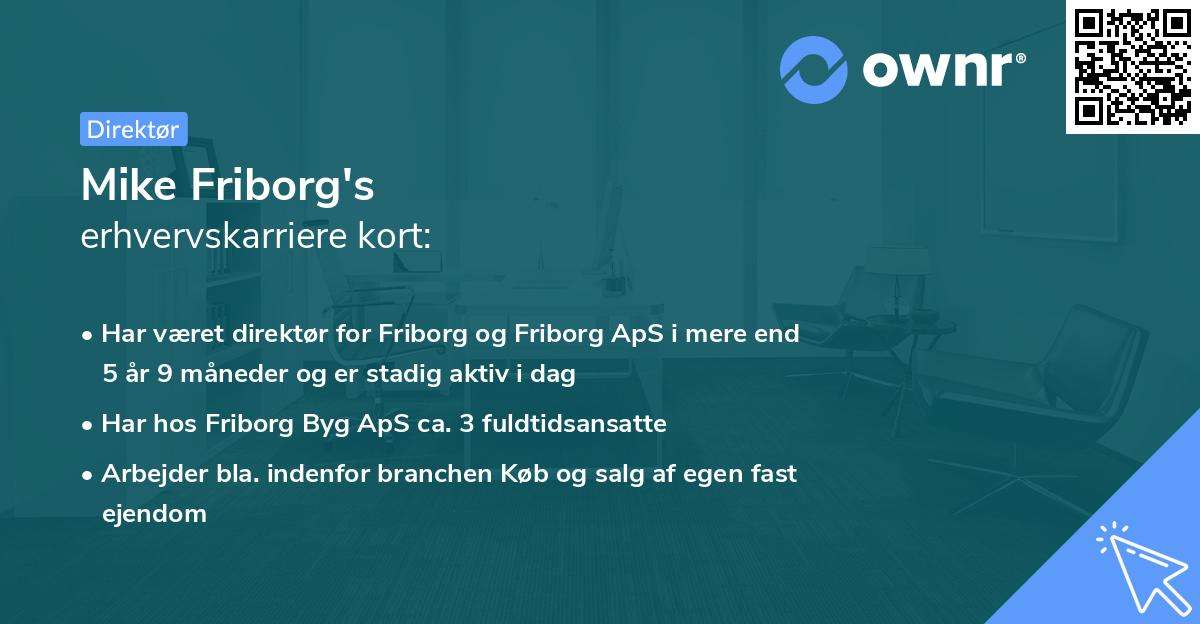 Mike Friborg's erhvervskarriere kort