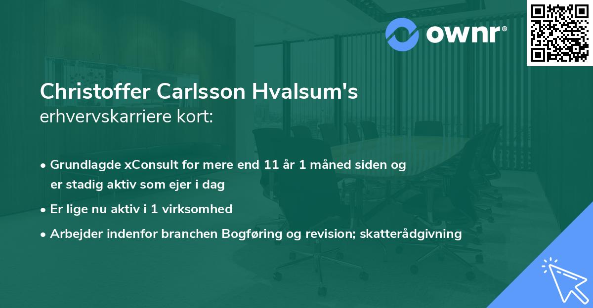 Christoffer Carlsson Hvalsum's erhvervskarriere kort